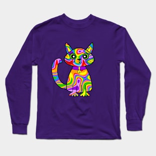 Cute Rainbow Cat Pride Colors Long Sleeve T-Shirt